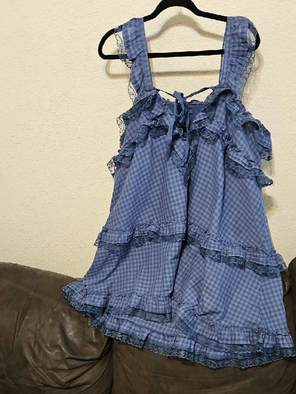 torrid Blue Gingham Ruffle Mini Dress - Picture 4 of 8